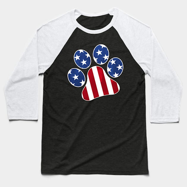 ANIMAL PAW USA FLAG Baseball T-Shirt by missalona